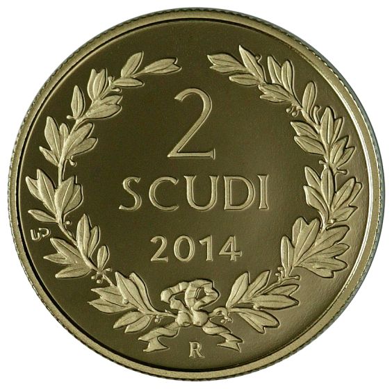 2 Scudi gold "150th ann. of the first coin issue"